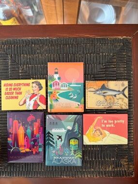 Set of 6 Colorful Travel & Retro Magnets